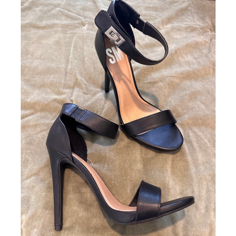 SM Black Stiletto Ankle Strap Heels 8